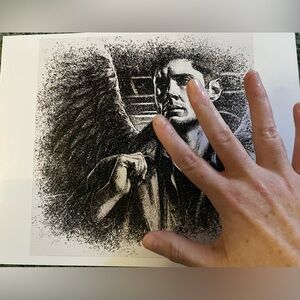 SUPERNATURAL DEAN WINCHESTER ANGEL POINTILLISM ART PRINT